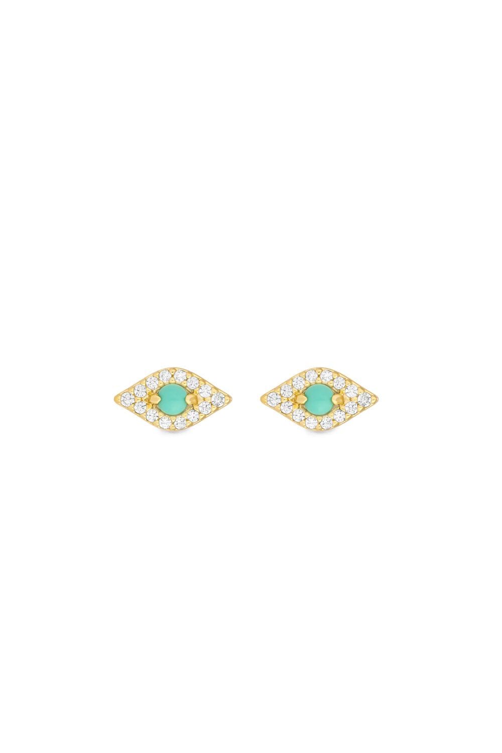 Inicio 14K Real Gold Plated Recycled Evil Eye Stud Earrings - Gift Pouch image 1