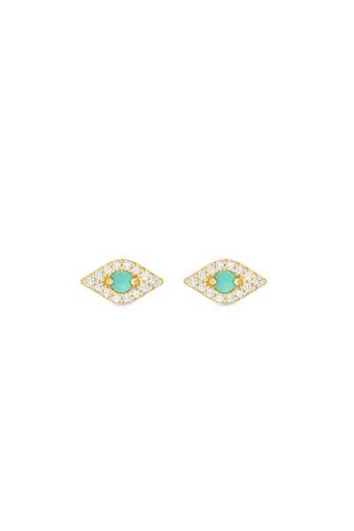 Inicio 14K Real Gold Plated Recycled Evil Eye Stud Earrings - Gift Pouch