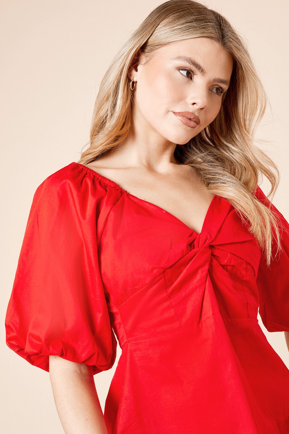 Dorothy Perkins Knot Detail Peplum Top Red image 2