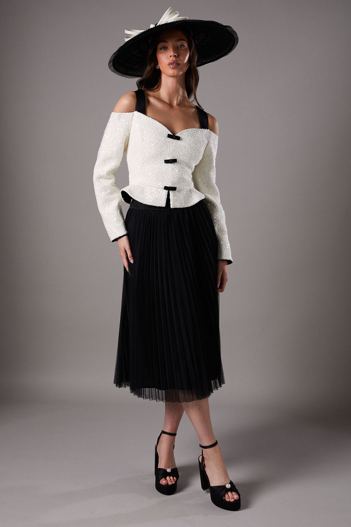 Coast Lisa Tan Sequin Tweed Jacket Mono image 2