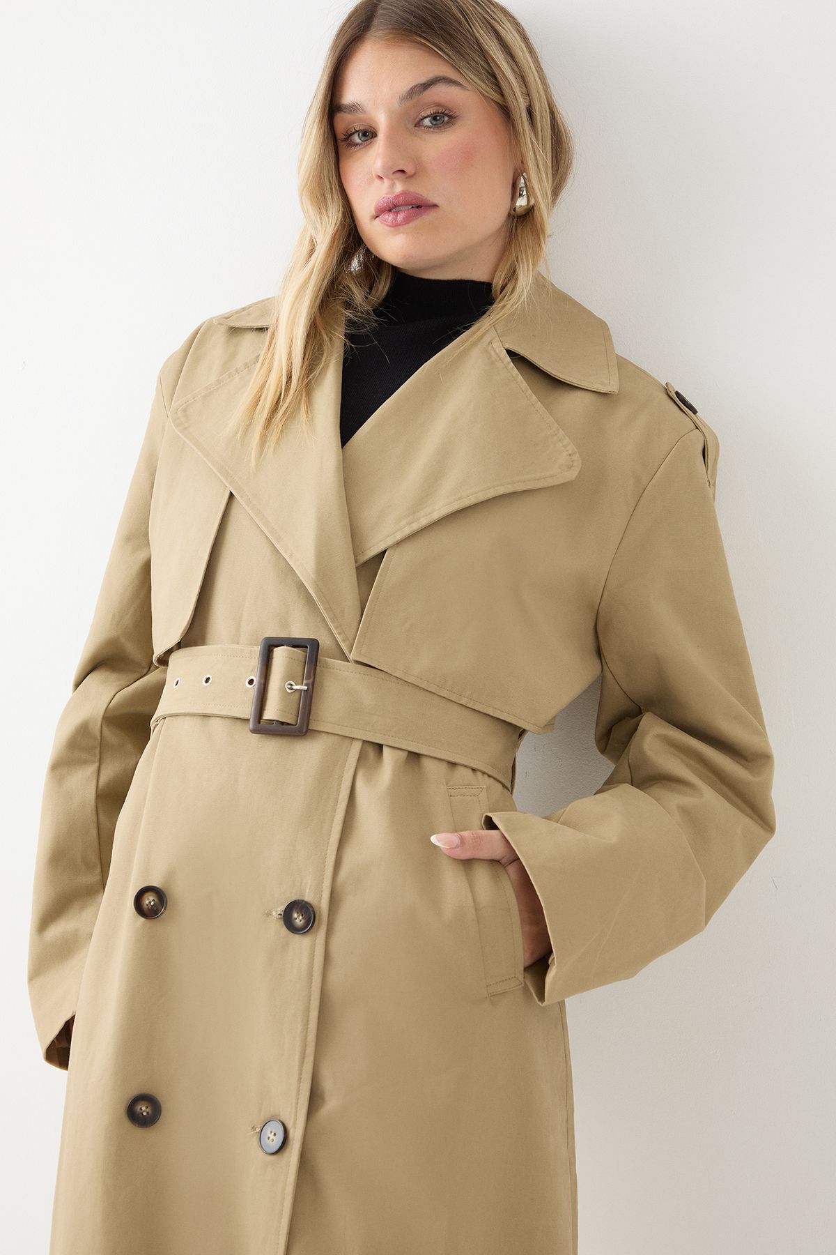 MissPap Tailored Maxi Trench Coat Stone image 2