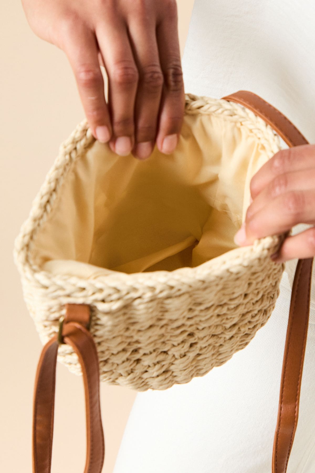 Oasis Sara Rattan Detail Bucket Bag Beige image 4