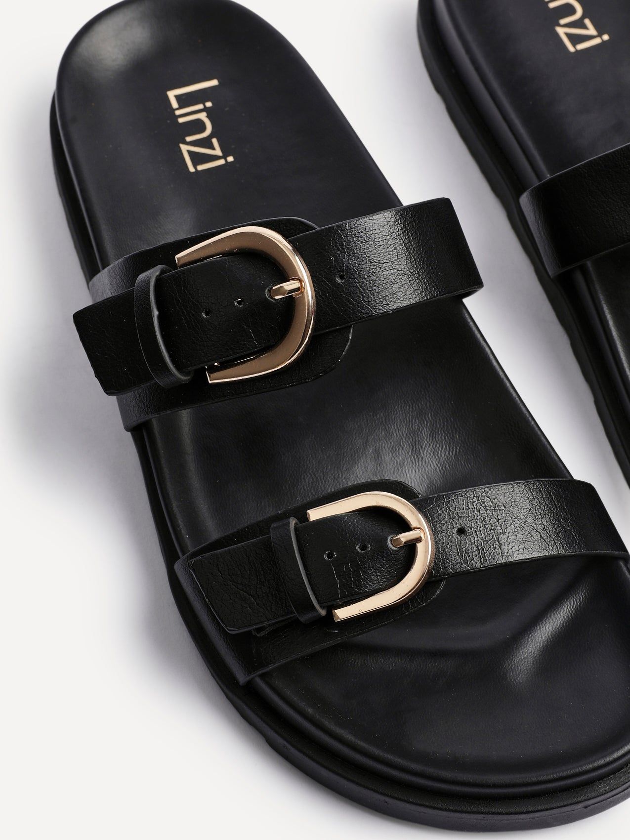 Linzi Miko Black Faux Leather Flat Sandal image 5