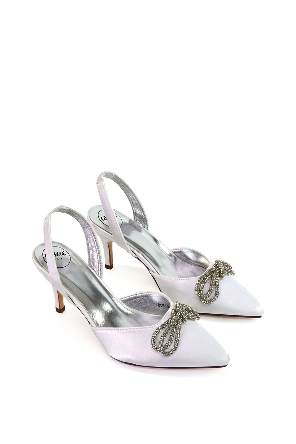 XY London 'Marinah' Slingback Diamante Bow Low Heel Court Shoes image 5