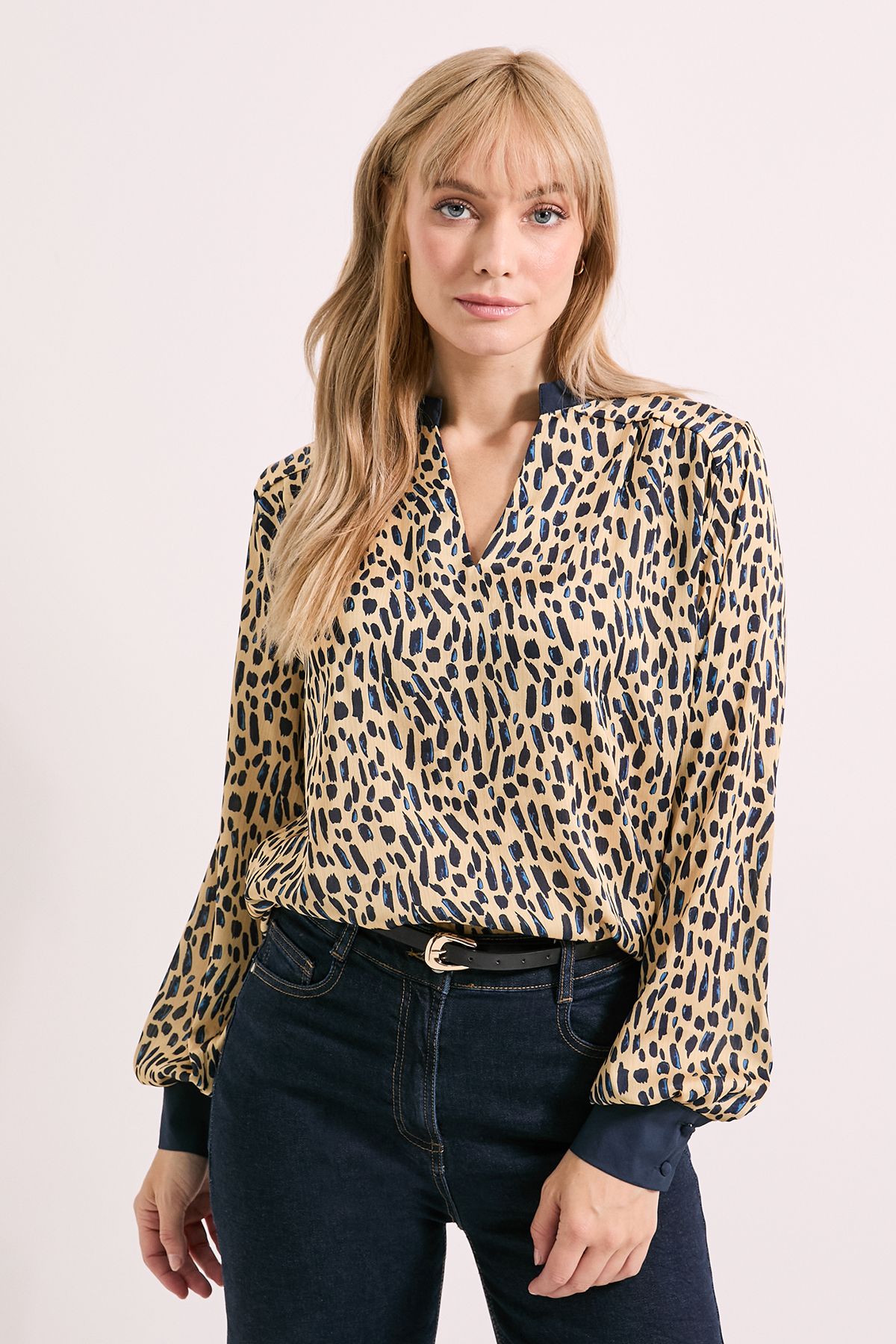 Principles Leopard Print Poets Blouse Leopard