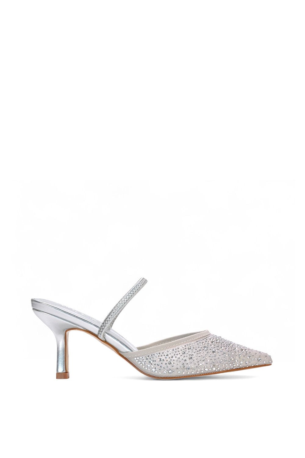 XY London 'Chase' Stiletto Heel Court Shoes With Mesh and  Rhinestones image 1