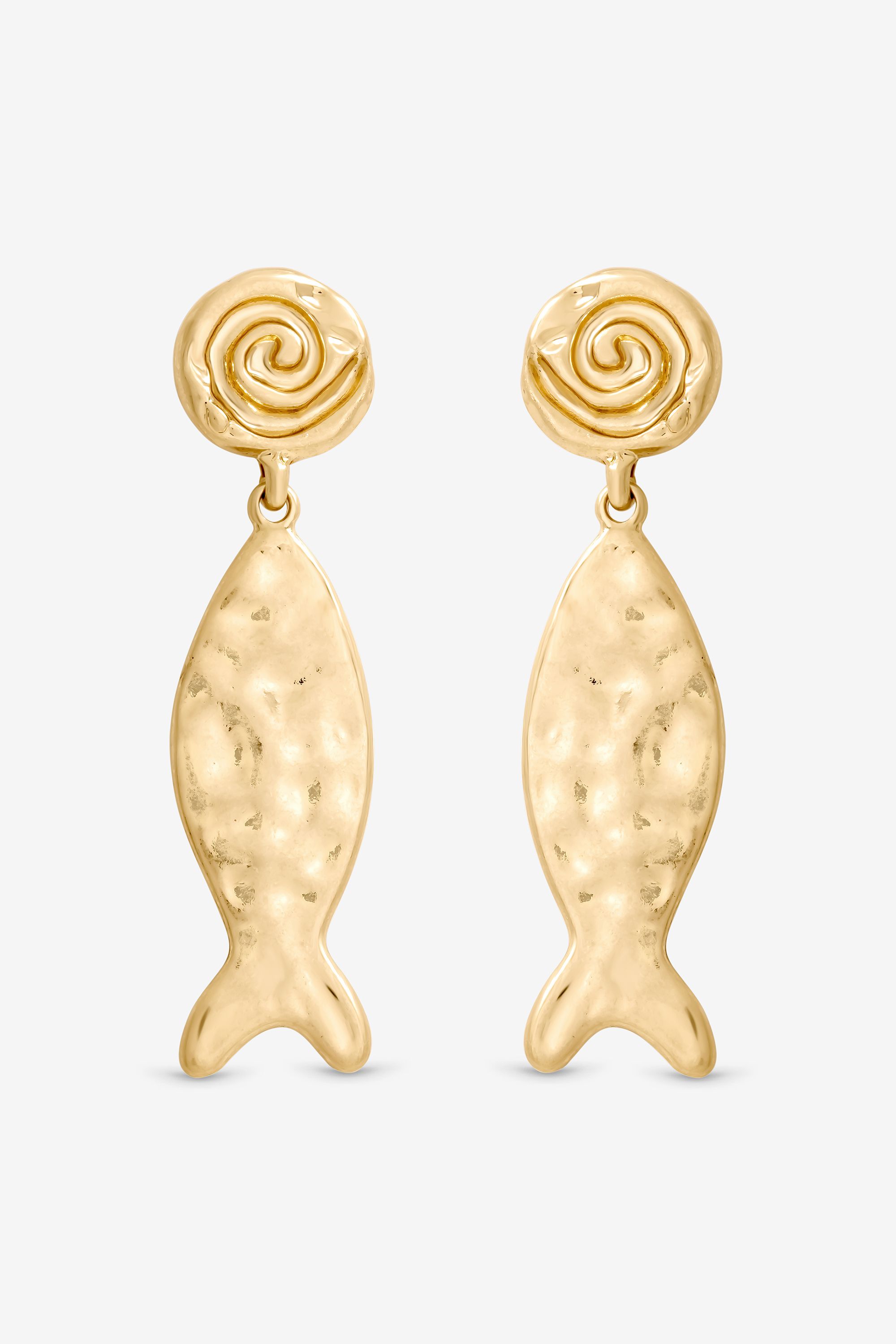 Mood Gold Molten Fish Statement Earrings