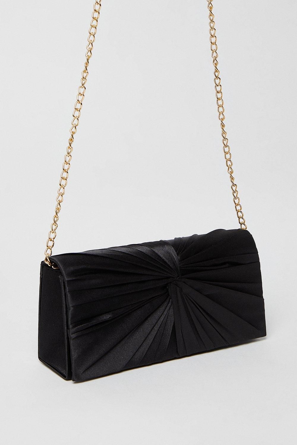 Dorothy Perkins Beauty Twist Front Satin Clutch Bag Black image 3