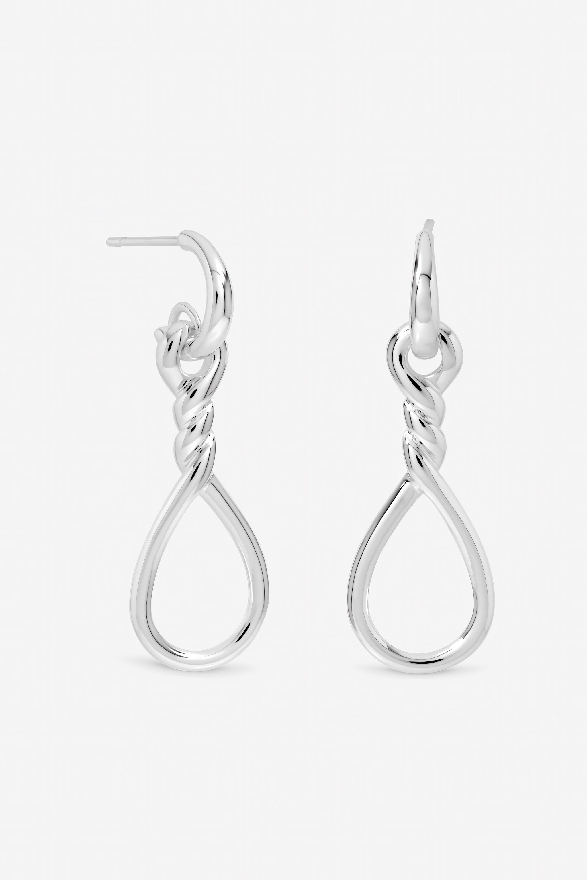 Inicio Sterling Silver Plated Polished Infinity Link Drop Earrings