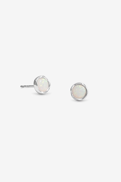 Simply Silver Sterling Silver 925 Polished Opal Stud Earrings