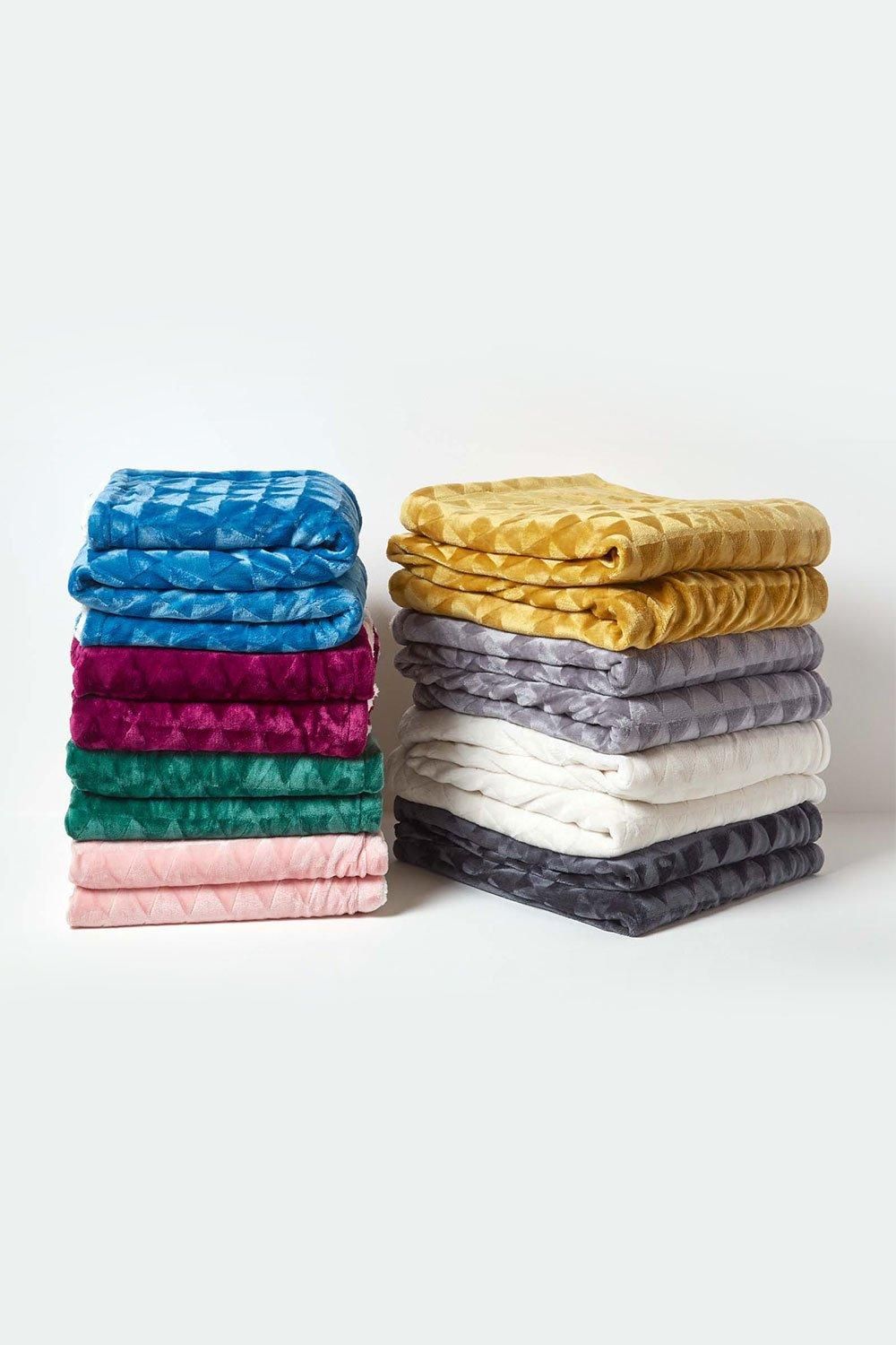 Homescapes Geometric Triangle Velvet Throw image 6