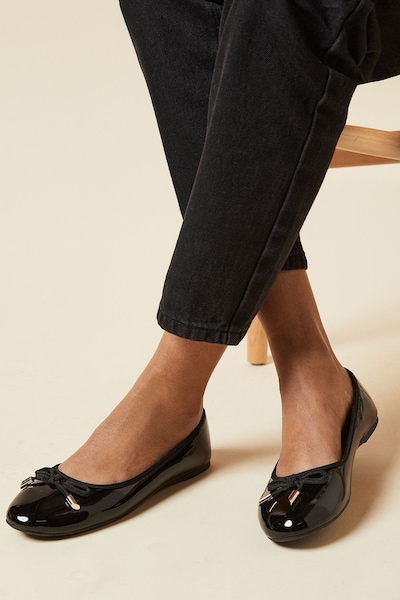 Dorothy Perkins Peaches Bow Detail Ballet Pumps True Black