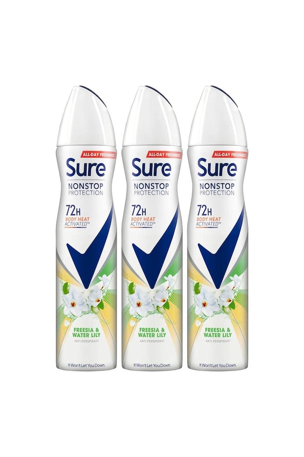 Sure Women 'Antiperspirant' 72H Protection Freesia & Water Lily Deo,3x250ml