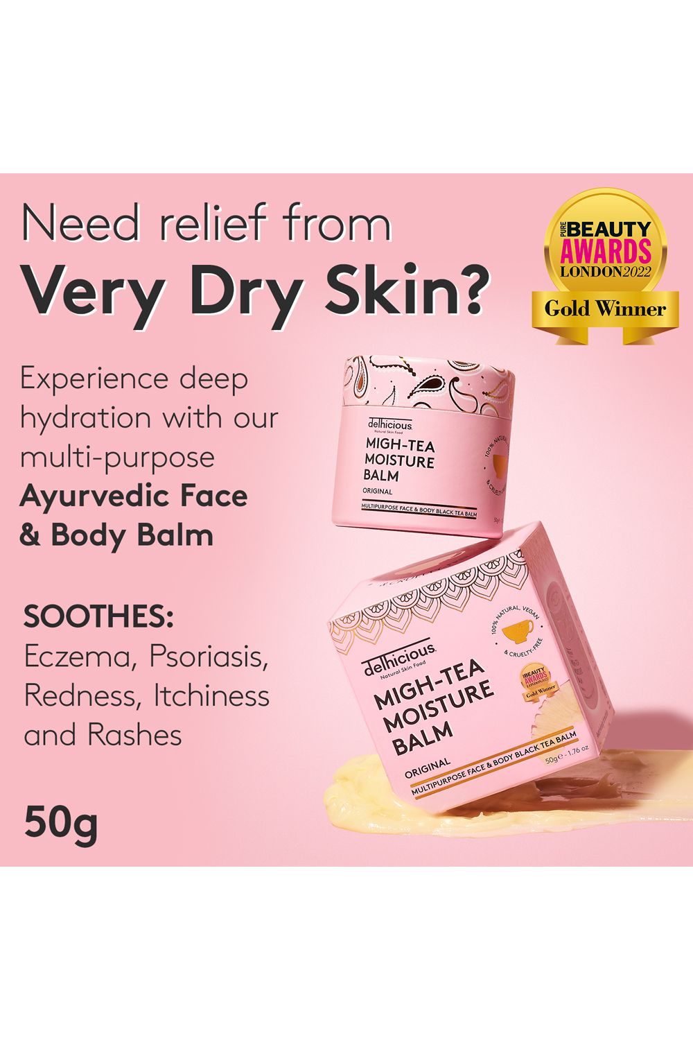 Delhicious Migh-Tea Moisturise Multipurpose Balm - Original 50g Multi image 4