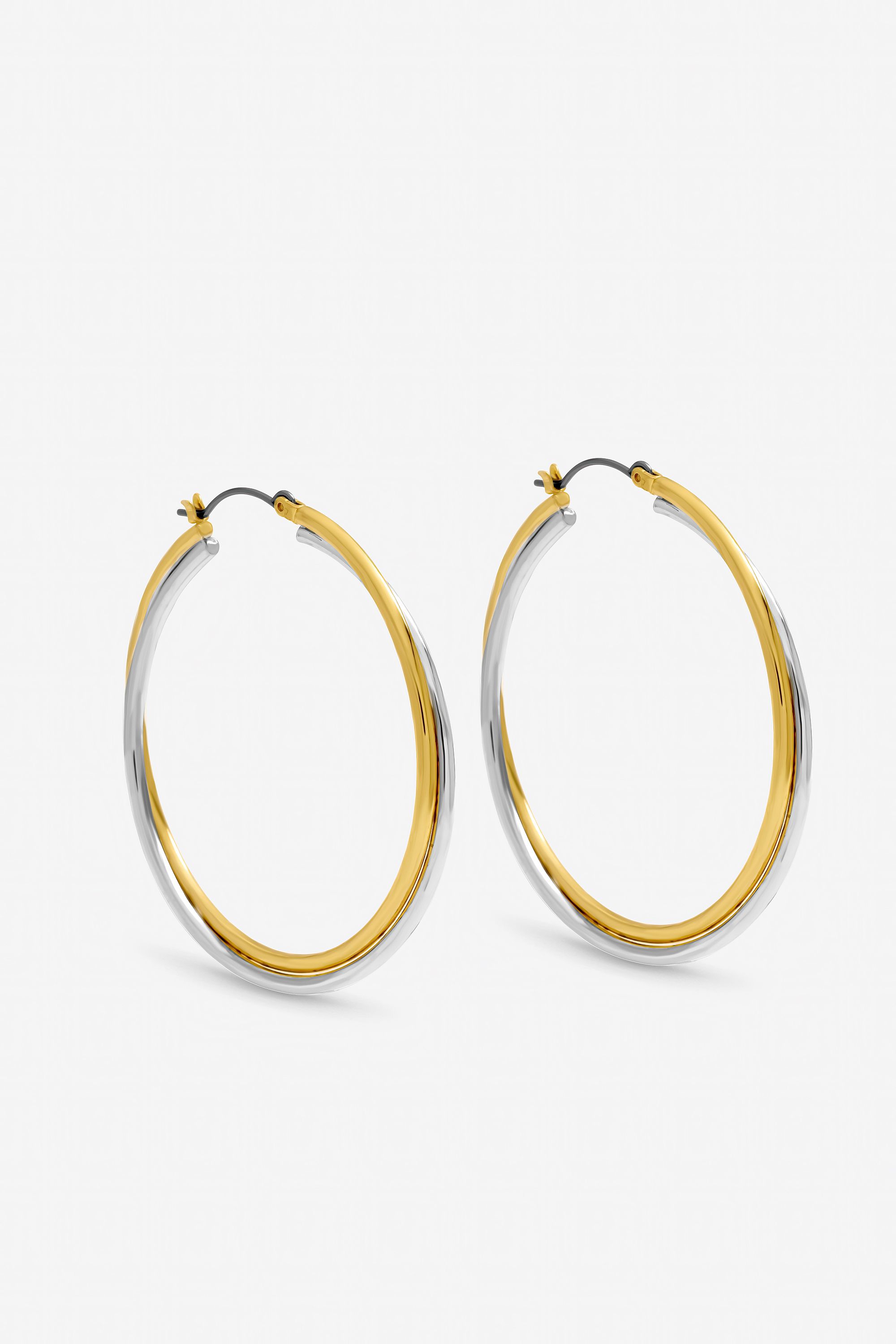 Inicio Two Tone Large Hoop Earrings - Gift Pouch image 1