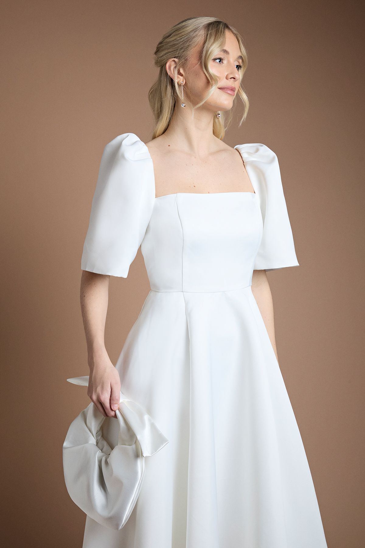 Coast Bridal Jennifer Satin Bow Detail Grab Bag Ivory image 1