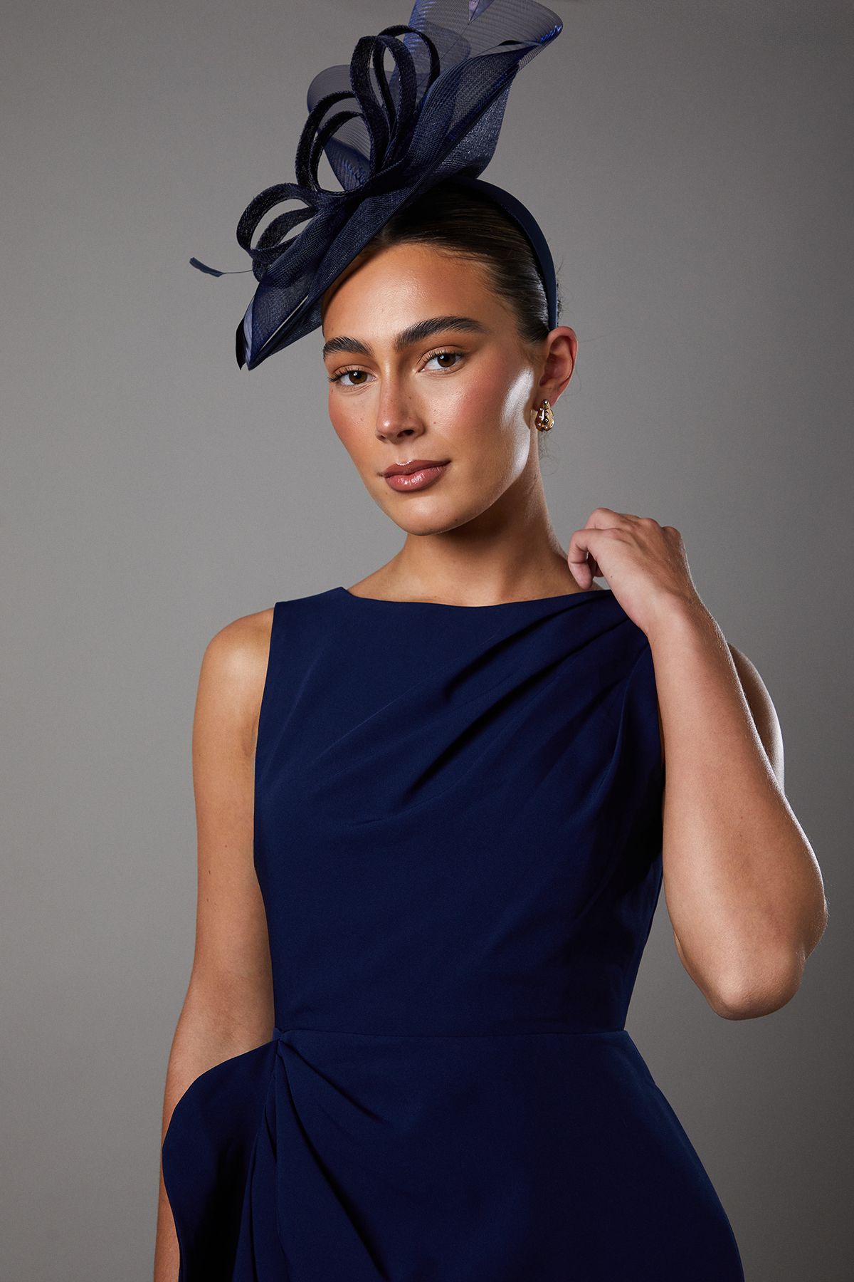 Coast Crepe Ruffle Dress With Low Back Navy image 4