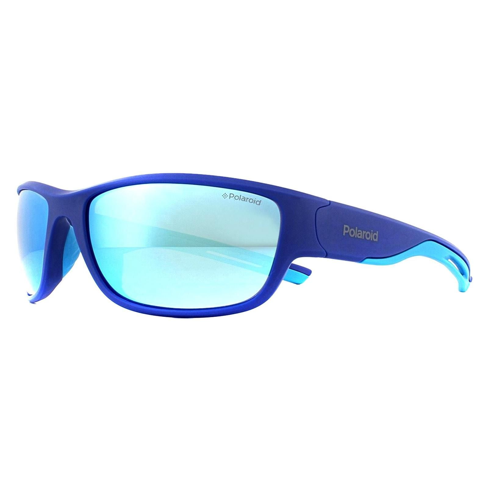 Polaroid Sport Wrap Blue Blue Mirror Polarized Sunglasses image 2