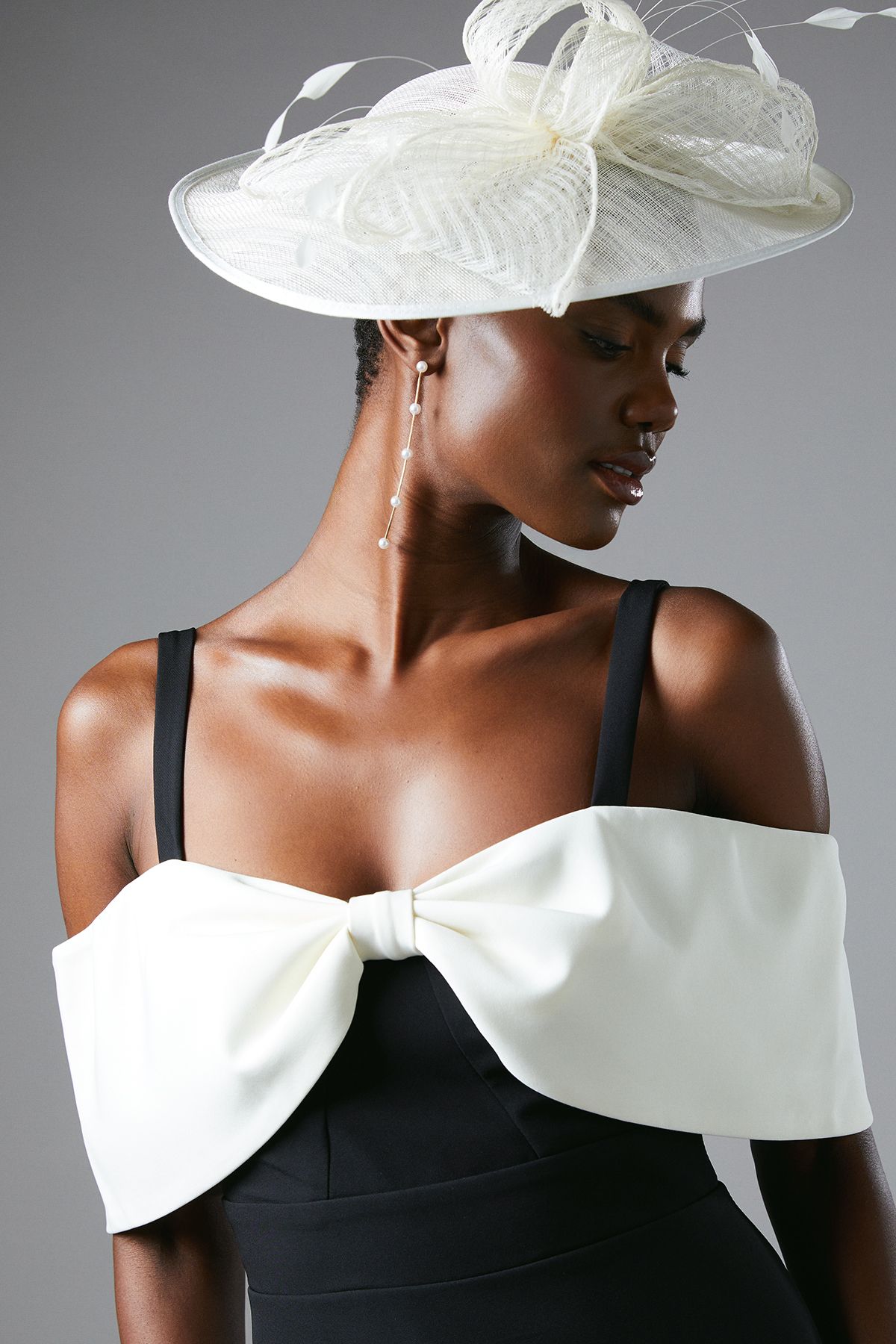 Coast Mono Bow Drop Waist Pleated Dress Mono image 5