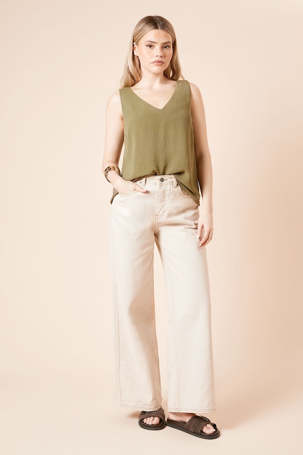 Dorothy Perkins Built Up V Neck Cami Khaki