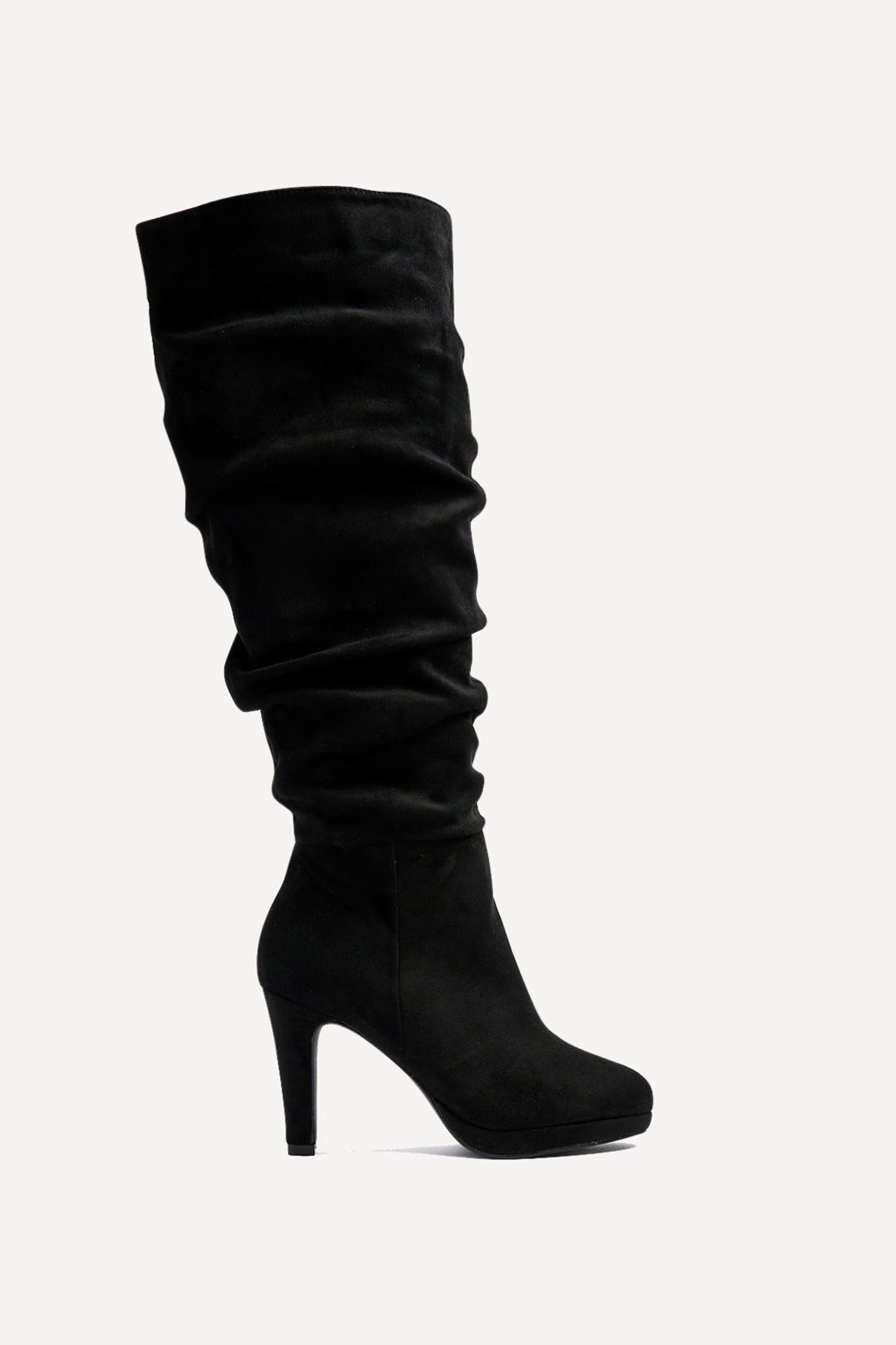 Linzi Gianna Black Faux Suede Platform High Leg Boot image 1