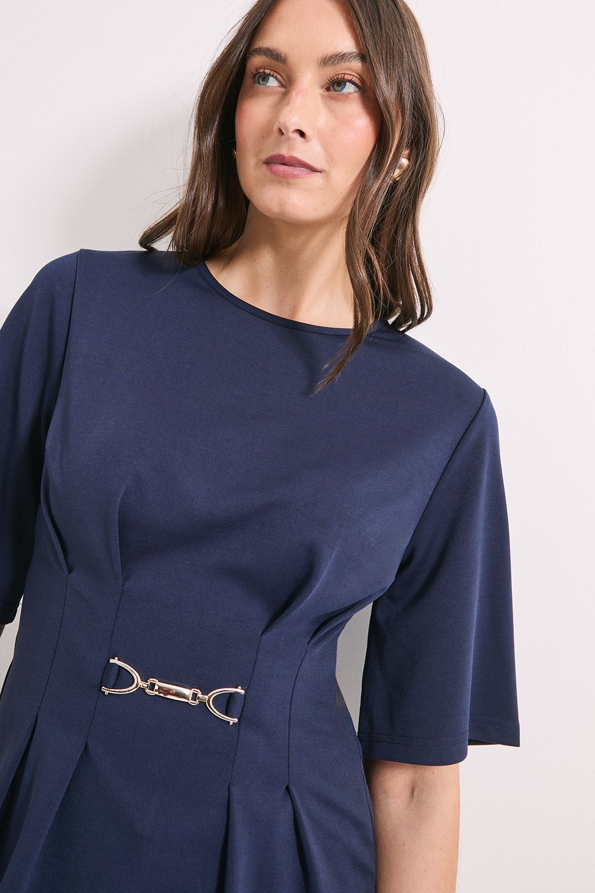 Principles Navy Trim Pleat Detail Ponte Top Navy image 4