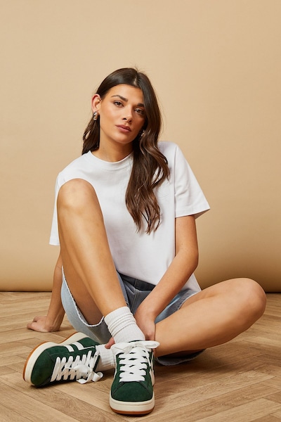 Oasis Leocadia Faux Suede Lace Up Trainers Green