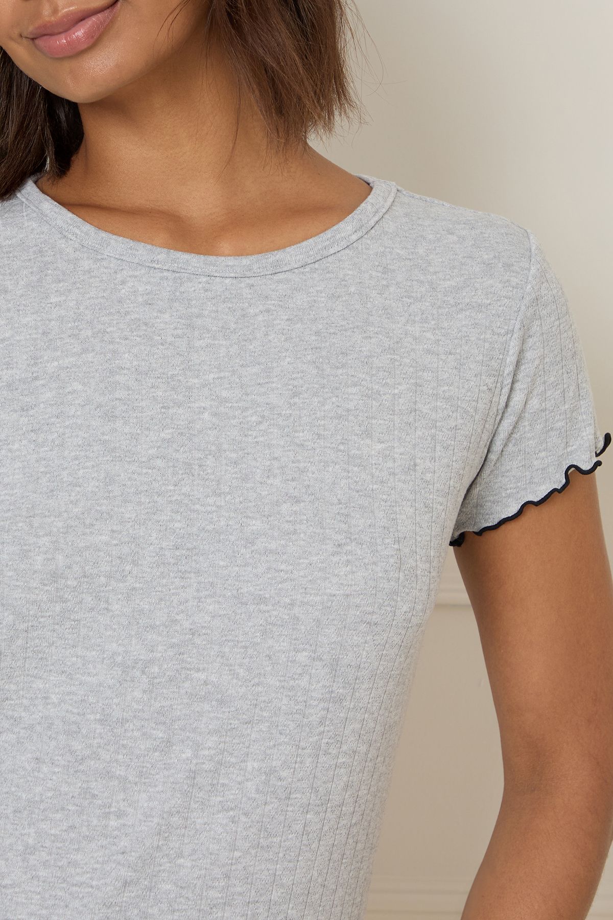 Dorothy Perkins Pointelle Jersey Short Set Grey image 5