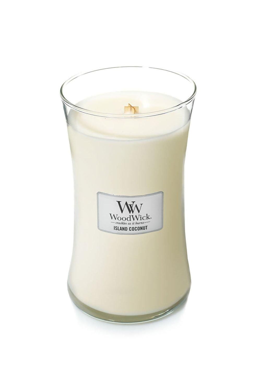 Woodwick Island Coconut Large Candle Cream image 2