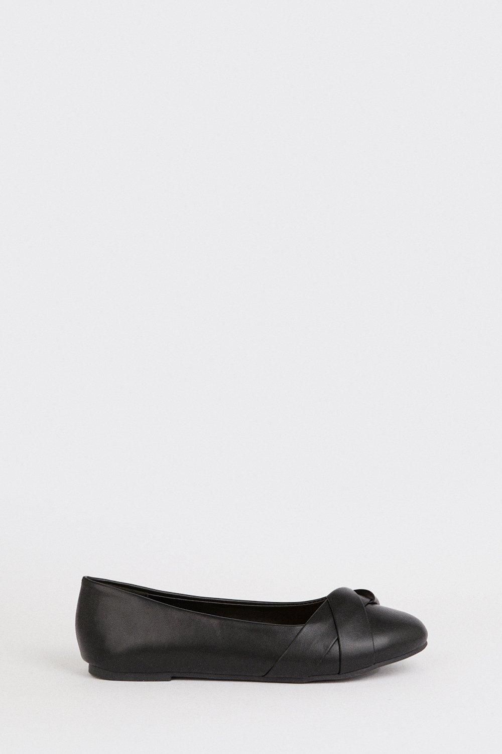Dorothy Perkins Wide Fit Paige Wrap Detail Ballet Pumps Black image 2