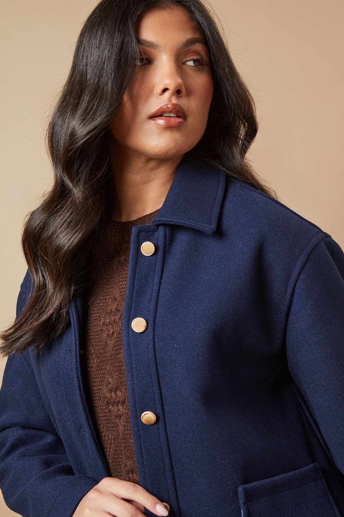 Oasis Pocket Detail Button Through Jacket Navy image 4