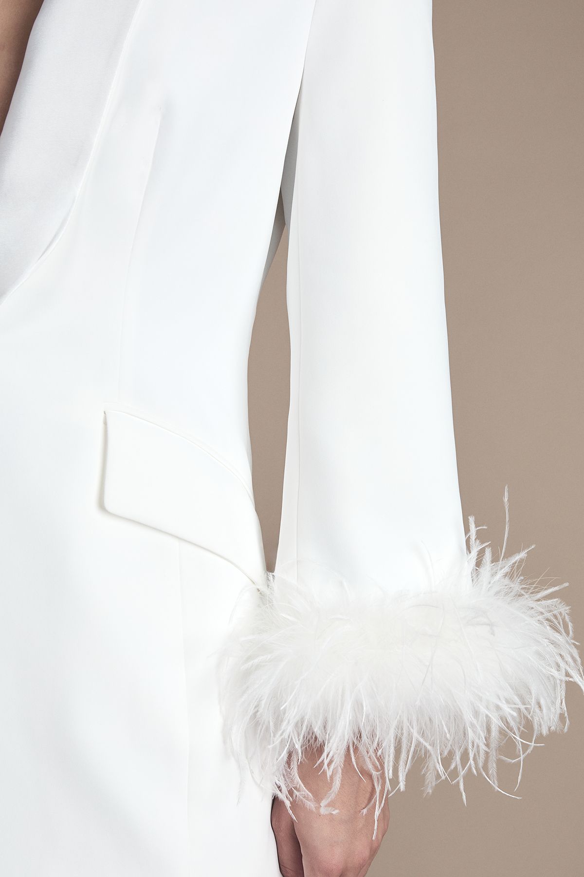 Coast Feather Trim Single Breasted Tux Style Wedding Blazer Ivory image 5