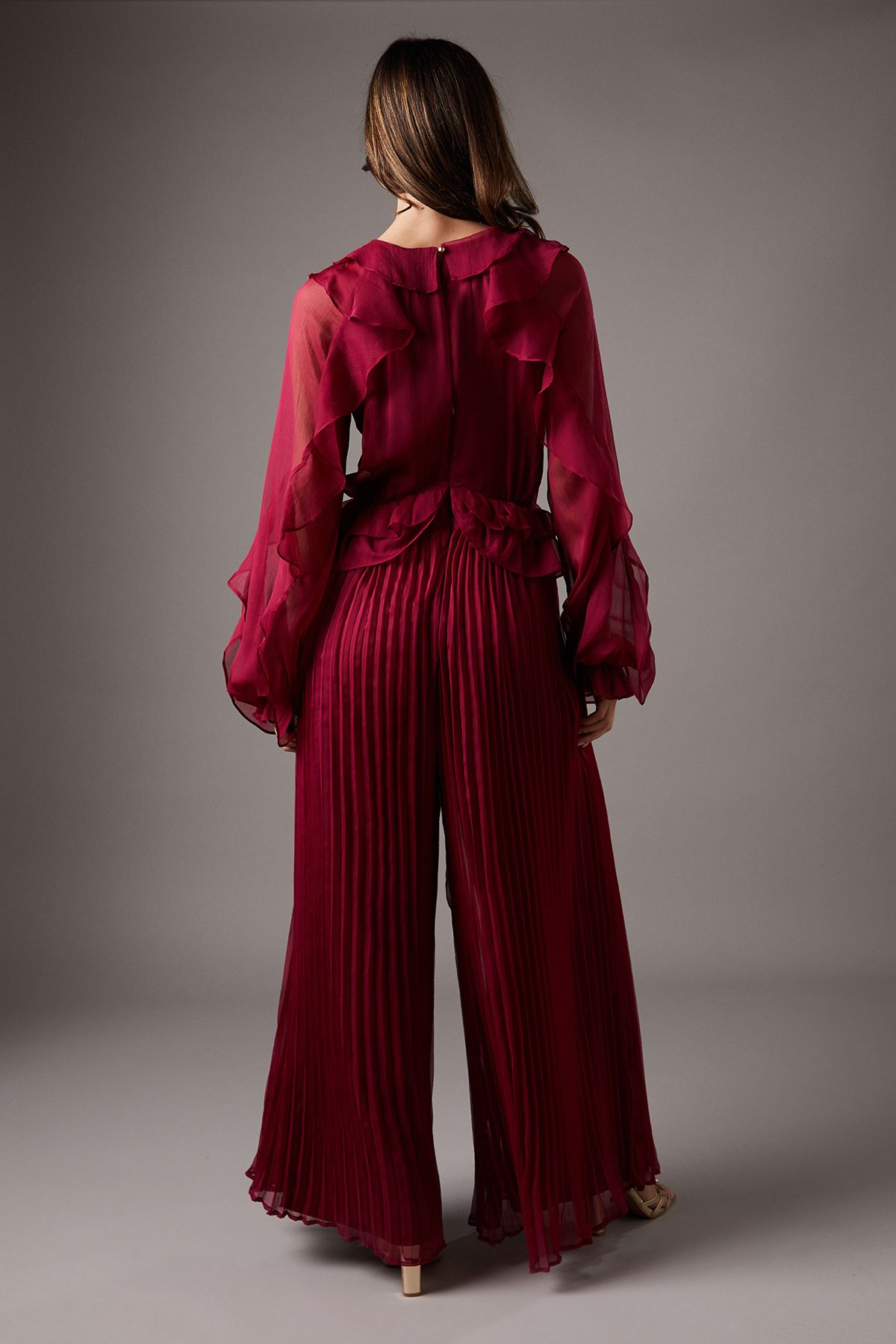 Coast Soft Chiffon Frill Jumpsuit Berry image 3
