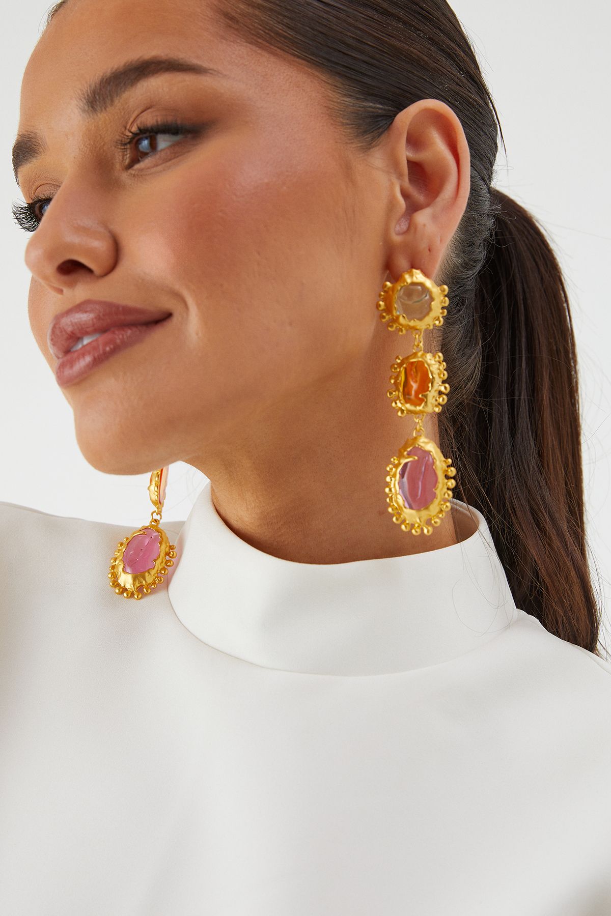 MissPap Statement Drop Earrings Gold image 2