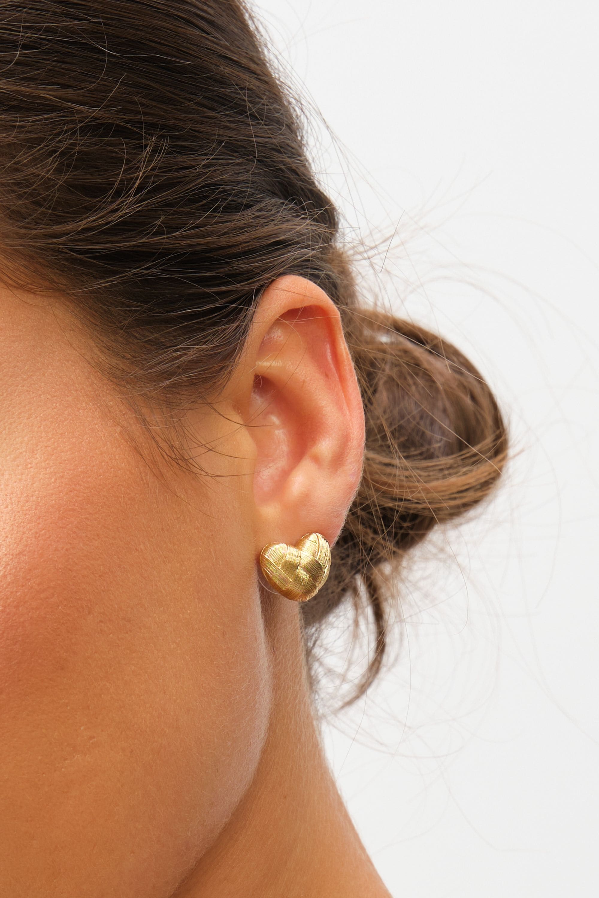 Inicio Gold Plated Brushed Heart Studs - Gift Pouch image 3