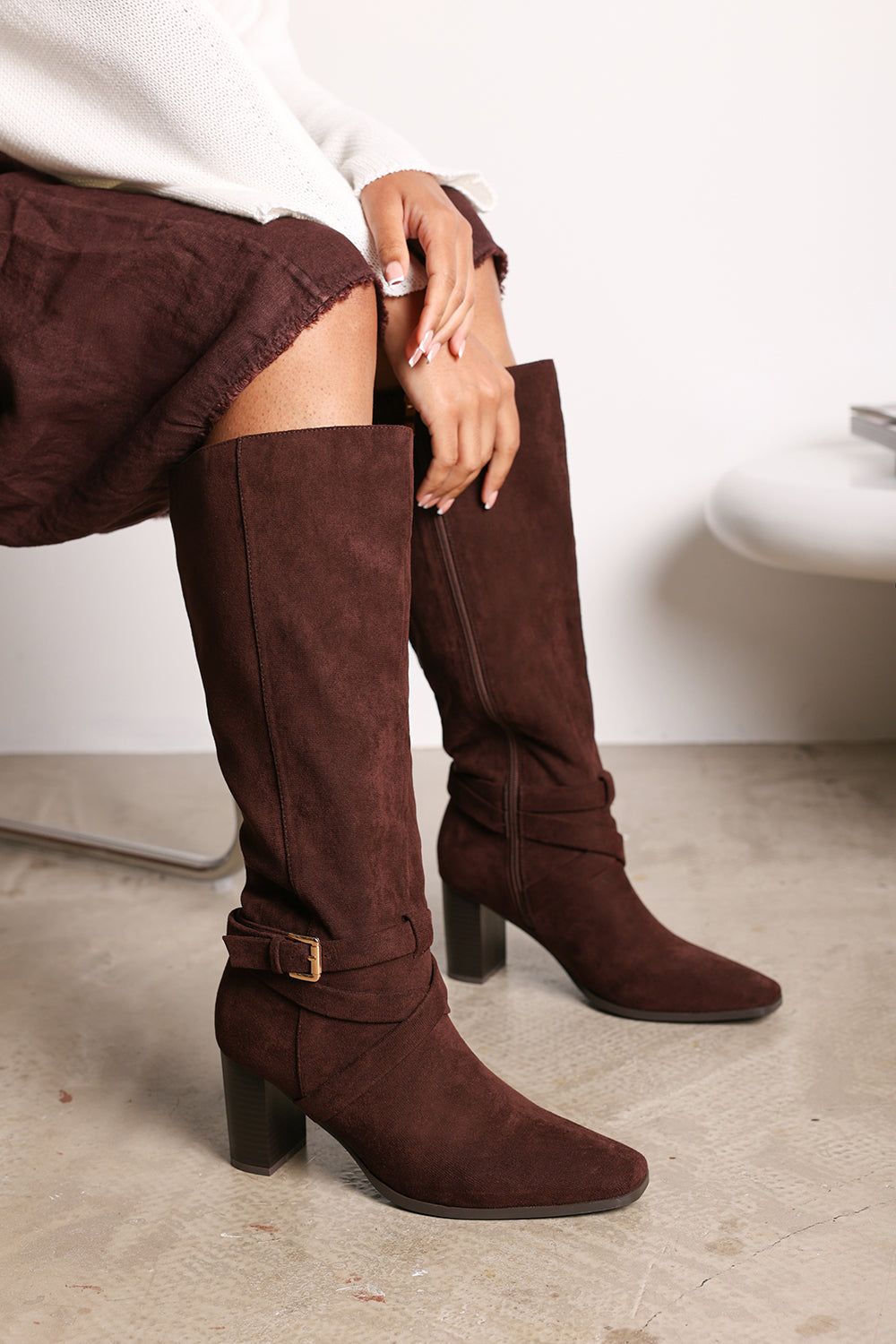 Where's That From 'Tamsin' Knee High Boots With Wrap Buckle Strap image 7