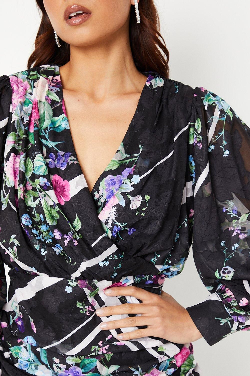 Coast Petite Mini Dress With Blouson Sleeve Black image 4