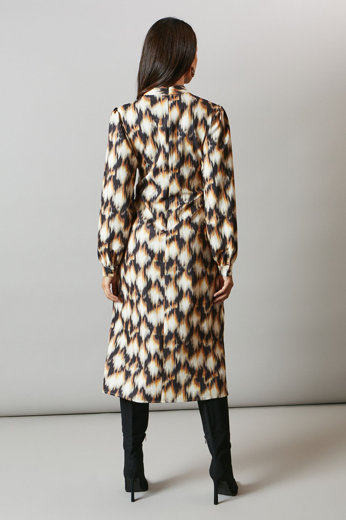 Principles Black Valerie Printed Keyhole Midi Dress Black image 3