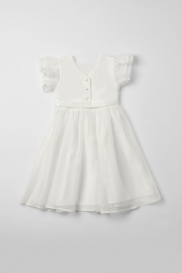 Coast Mesh Flutter Sleeve Flowergirl Dress Ivory