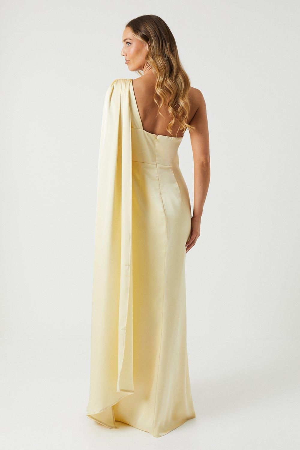 Coast Drape Shoulder Detail Dress Lemon image 3