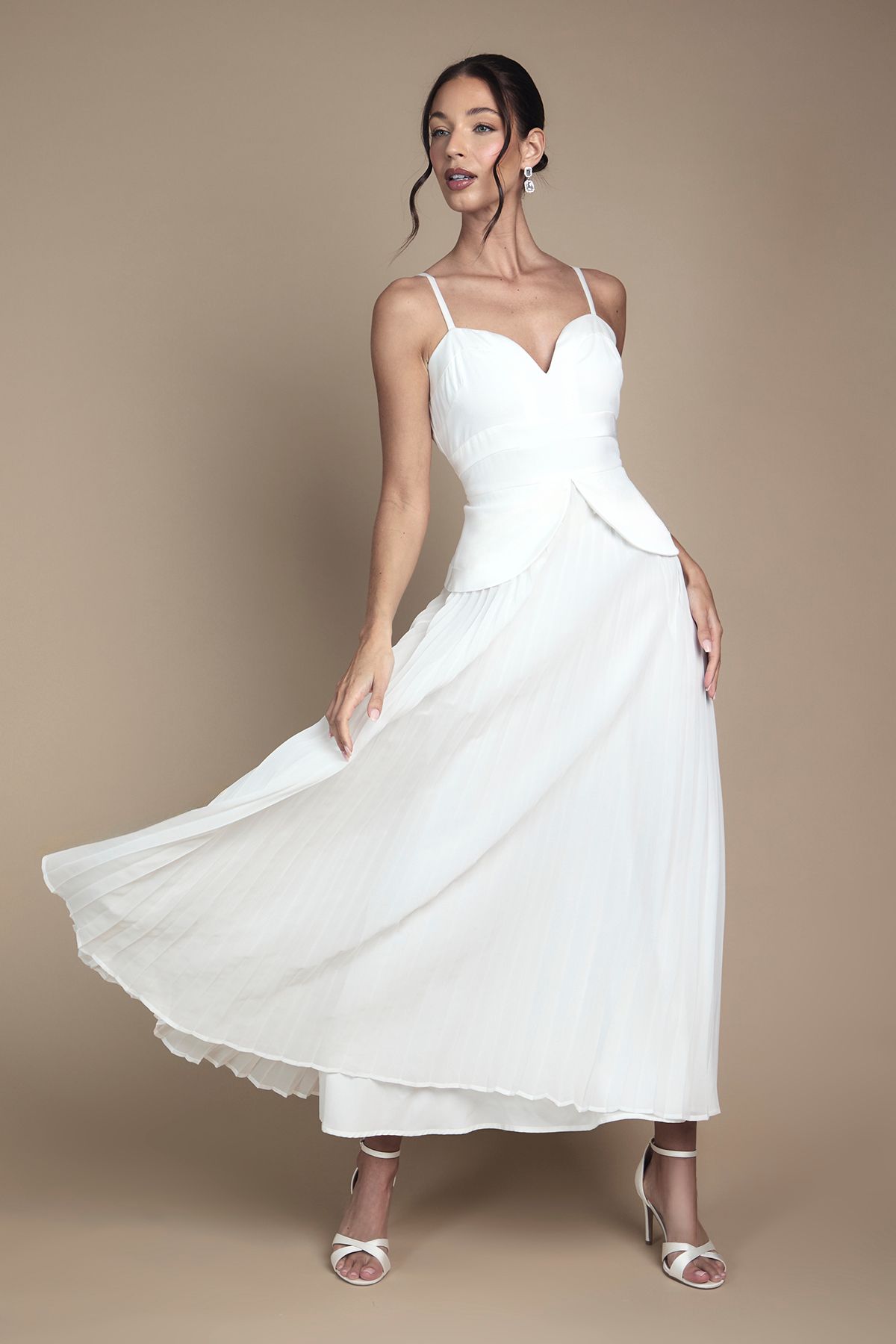 Coast Strappy Crepe Maxi Wedding Dress Ivory image 1