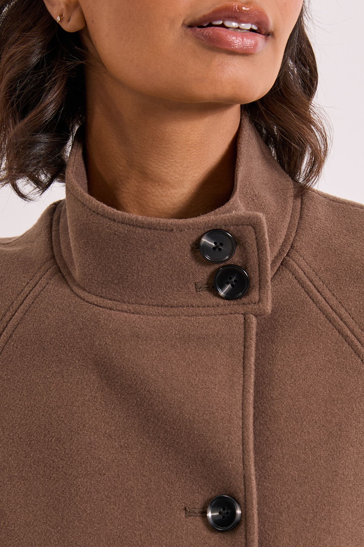 Dorothy Perkins Classic Midi Funnel Neck Coat Oatmeal image 6
