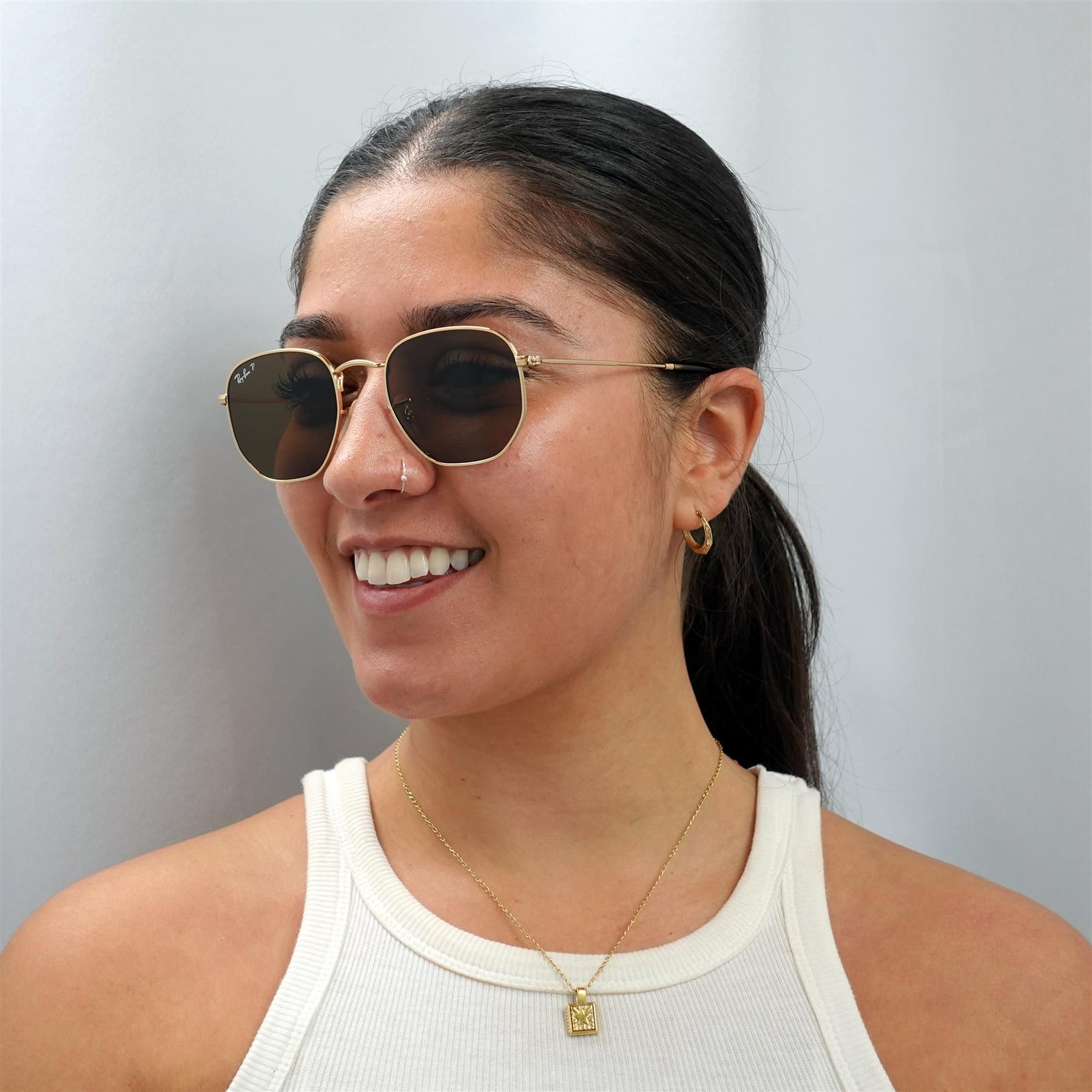 Ray-Ban Square Gold Brown Polarized Sunglasses image 5