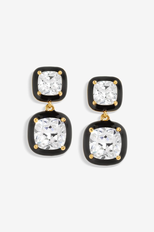 Jon Richard Crystal And Enamel Double Drop Earrings