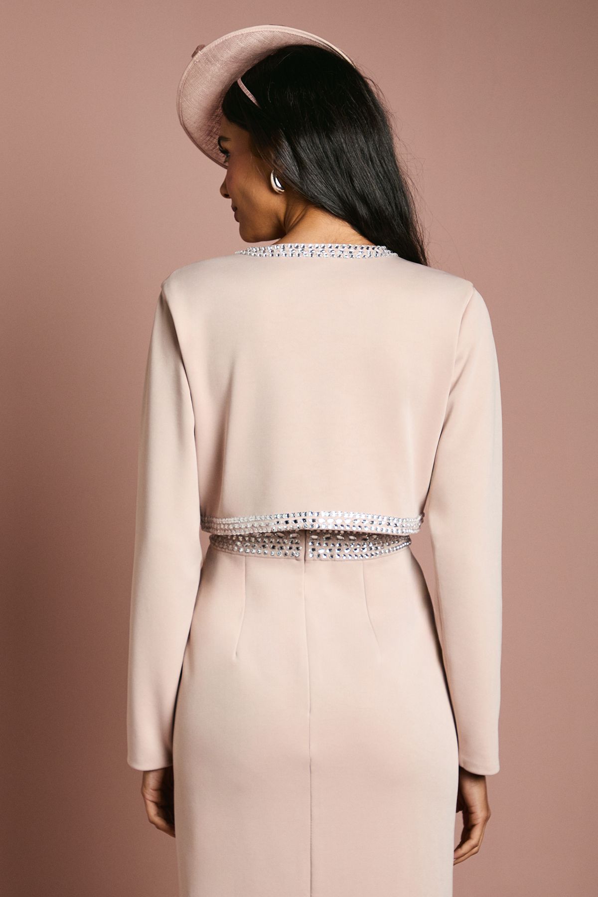 Coast Embellished Ponte Jacket Mocha image 3