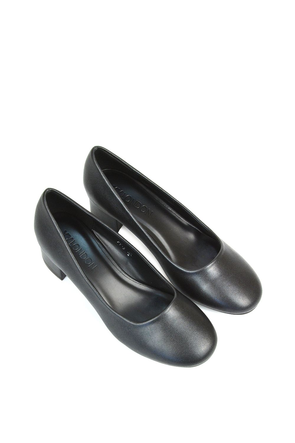 XY London 'Liberty' Low Block Heel Round Toe Slip On Court Shoes image 4