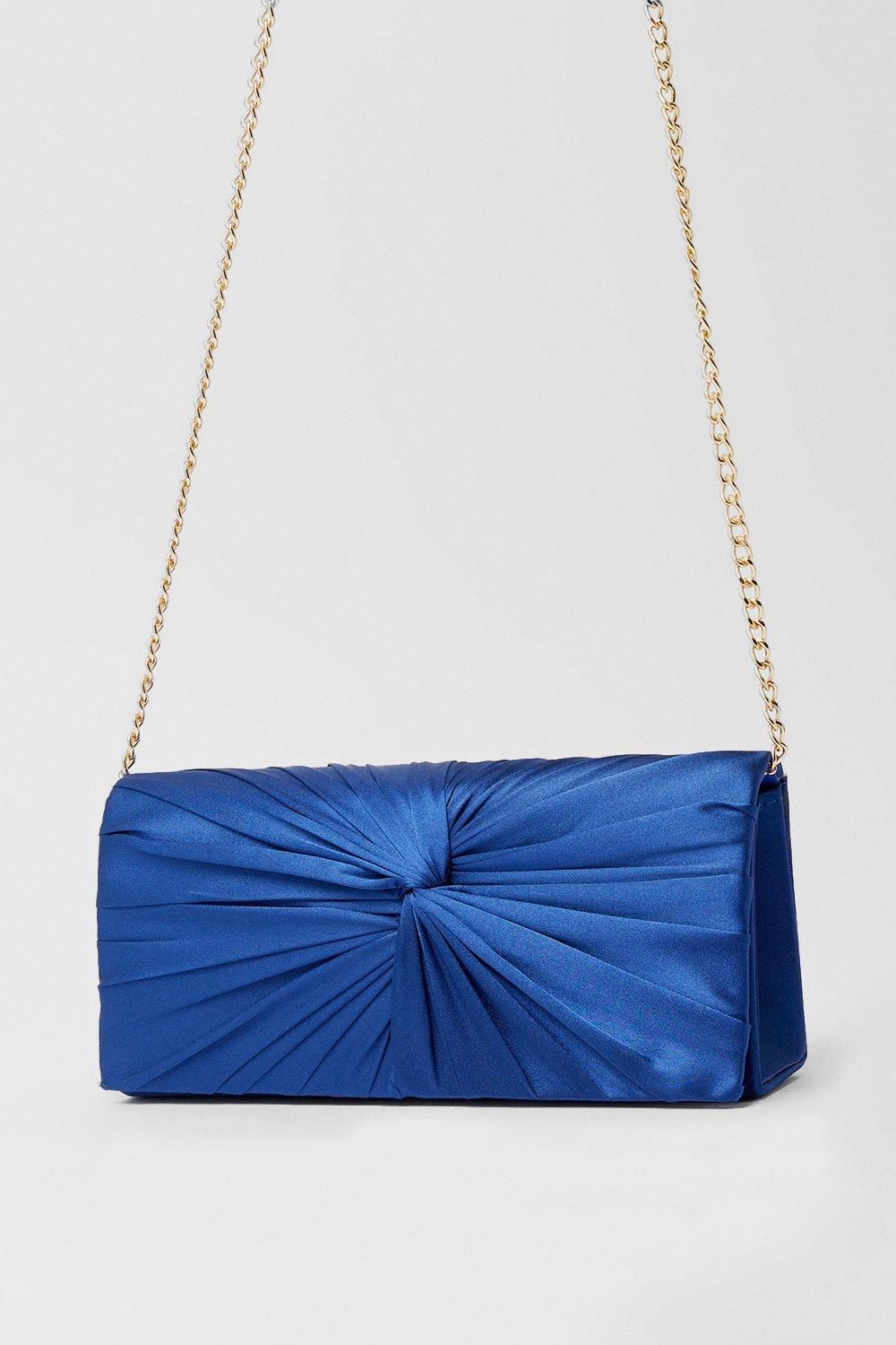 Dorothy Perkins Beauty Twist Front Satin Clutch Bag Navy image 3