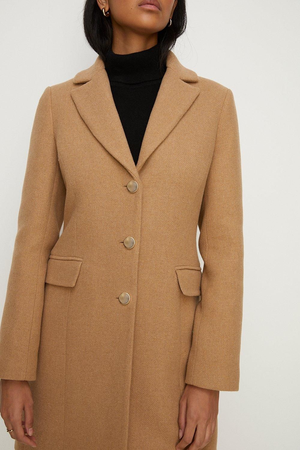 Oasis Premium Italian Wool Mix Tailored Coat Camel image 2