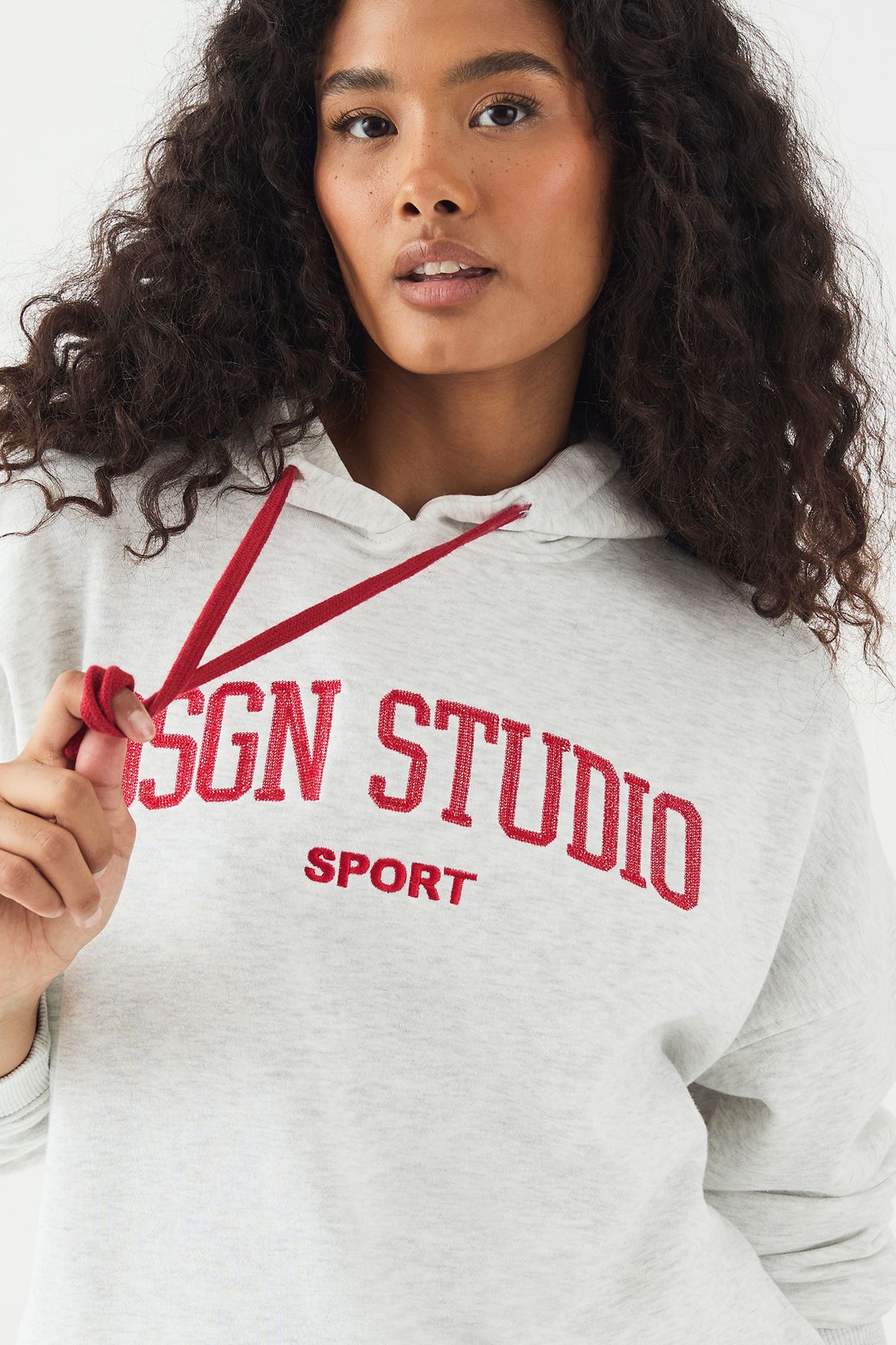 DSGN Studio DSGN Studio Embroidered Oversized Hoodie Ash Grey image 4