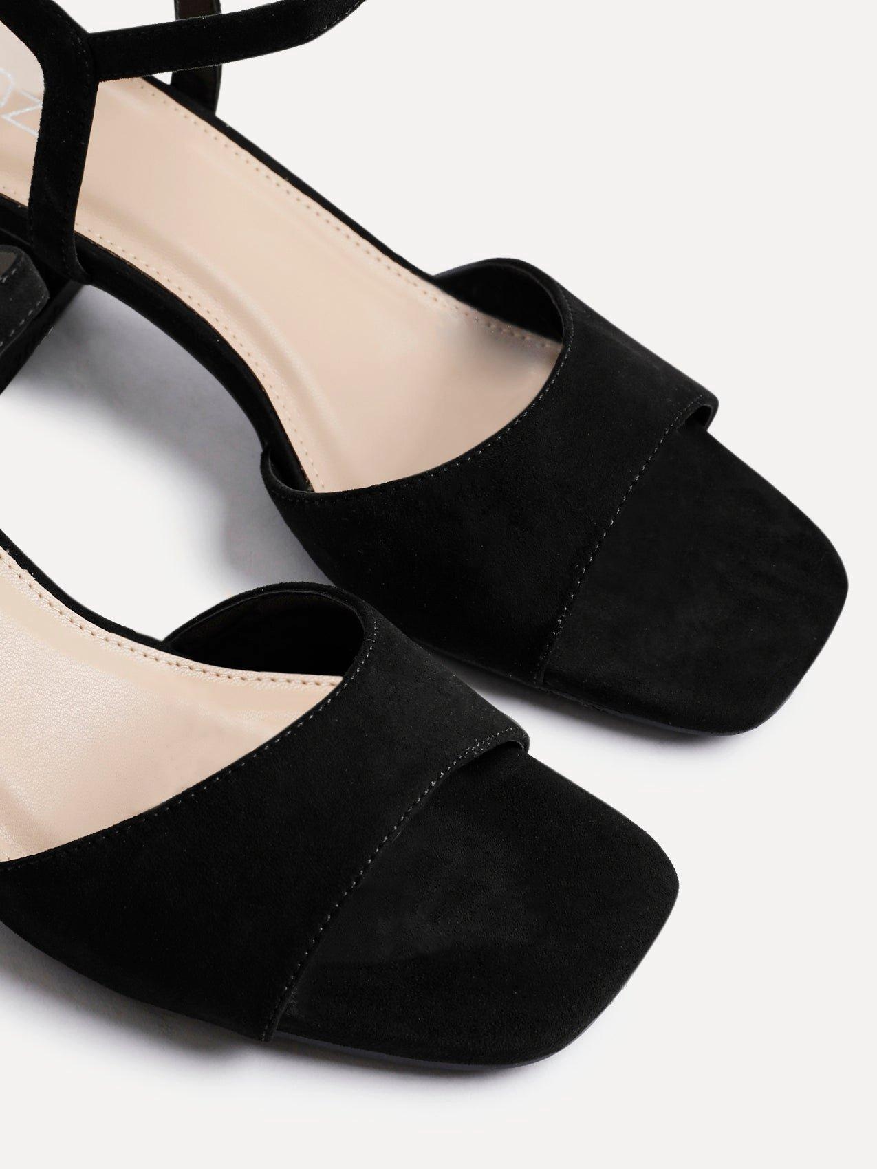 Linzi Darlene Black Faux Suede Low Block Heeled Sandals image 4